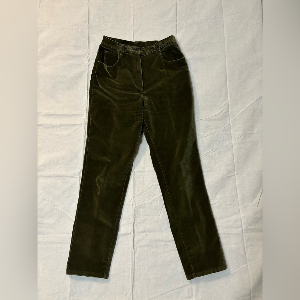 Vintage High Rise Green Velvet Pants